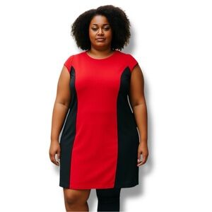 Beyond‎ This Plane Red Black Bodycon Illusion Dress in 1XL